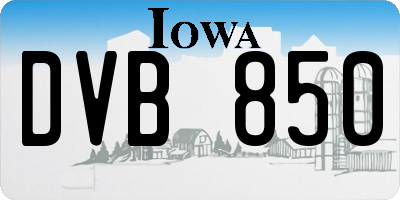 IA license plate DVB850