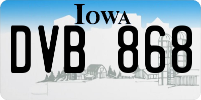 IA license plate DVB868
