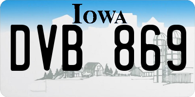 IA license plate DVB869