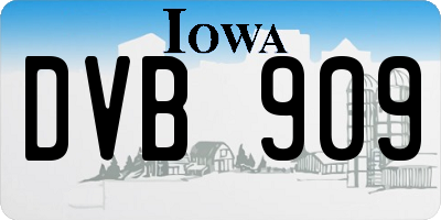 IA license plate DVB909
