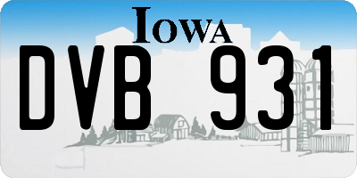 IA license plate DVB931