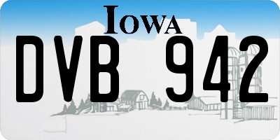 IA license plate DVB942