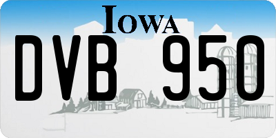 IA license plate DVB950