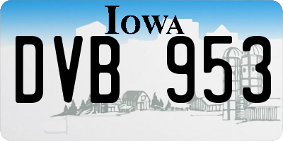 IA license plate DVB953