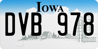 IA license plate DVB978