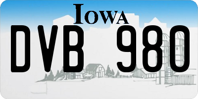 IA license plate DVB980