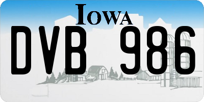 IA license plate DVB986