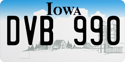 IA license plate DVB990