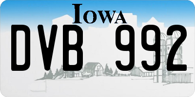 IA license plate DVB992
