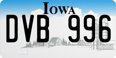 IA license plate DVB996