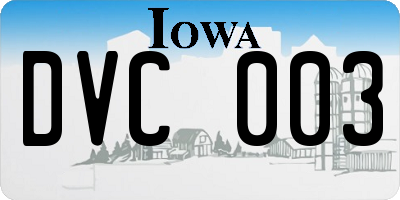 IA license plate DVC003