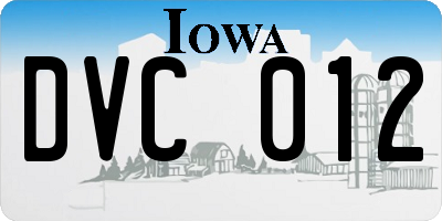 IA license plate DVC012