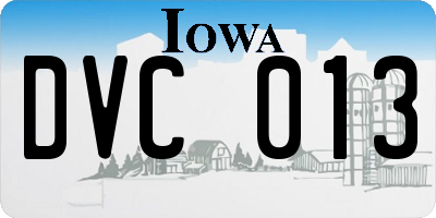 IA license plate DVC013