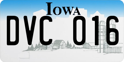 IA license plate DVC016