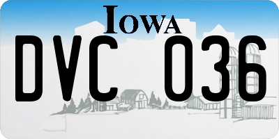 IA license plate DVC036