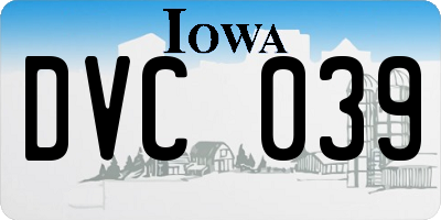 IA license plate DVC039