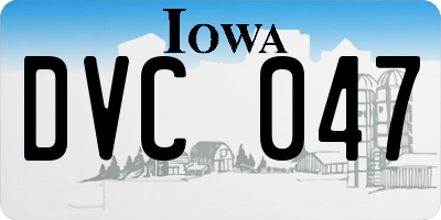 IA license plate DVC047