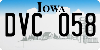 IA license plate DVC058