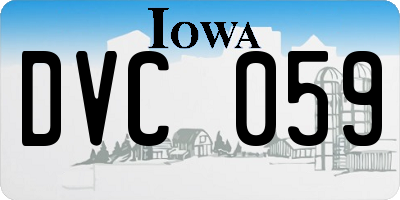 IA license plate DVC059
