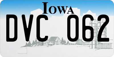 IA license plate DVC062