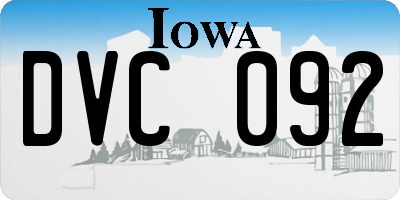 IA license plate DVC092