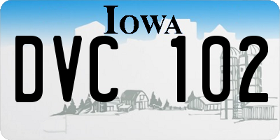 IA license plate DVC102