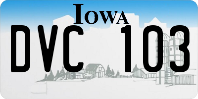 IA license plate DVC103