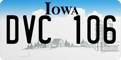 IA license plate DVC106