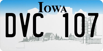 IA license plate DVC107