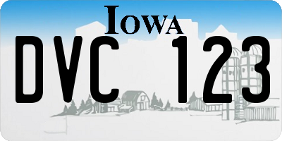 IA license plate DVC123