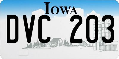 IA license plate DVC203