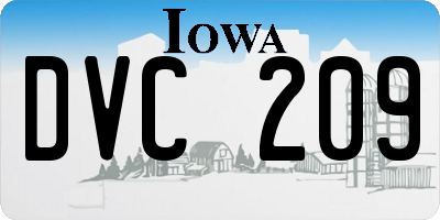 IA license plate DVC209