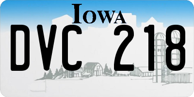 IA license plate DVC218