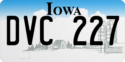 IA license plate DVC227