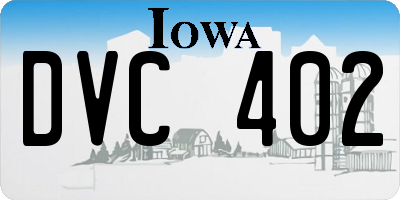 IA license plate DVC402