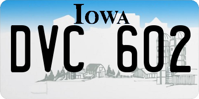 IA license plate DVC602