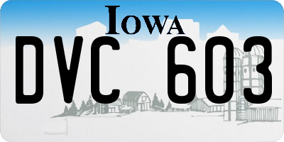IA license plate DVC603
