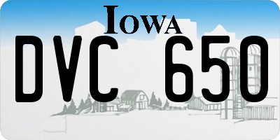IA license plate DVC650
