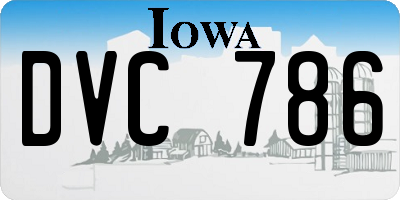 IA license plate DVC786
