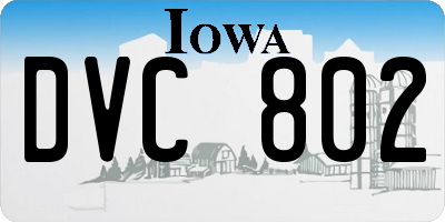 IA license plate DVC802
