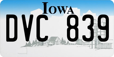 IA license plate DVC839