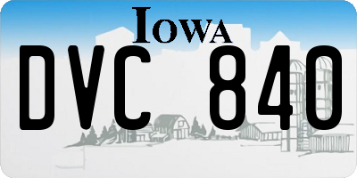 IA license plate DVC840