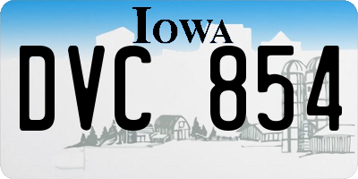 IA license plate DVC854