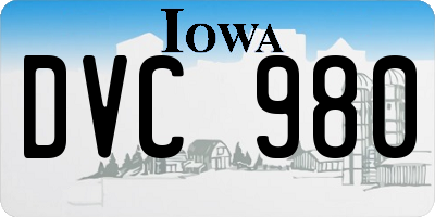 IA license plate DVC980