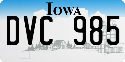 IA license plate DVC985