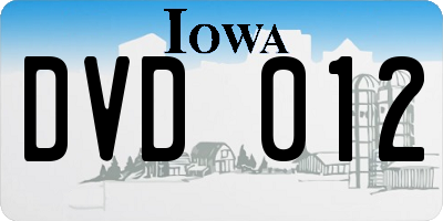 IA license plate DVD012