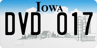 IA license plate DVD017