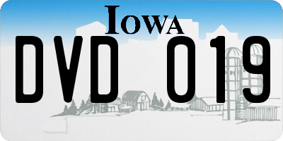 IA license plate DVD019