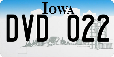 IA license plate DVD022