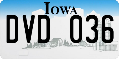 IA license plate DVD036